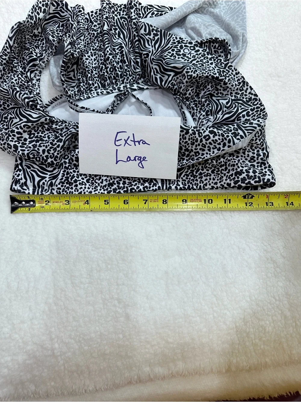 Girl’s Calvin Klein Black & White Animal Print Ruffle Bikini Set